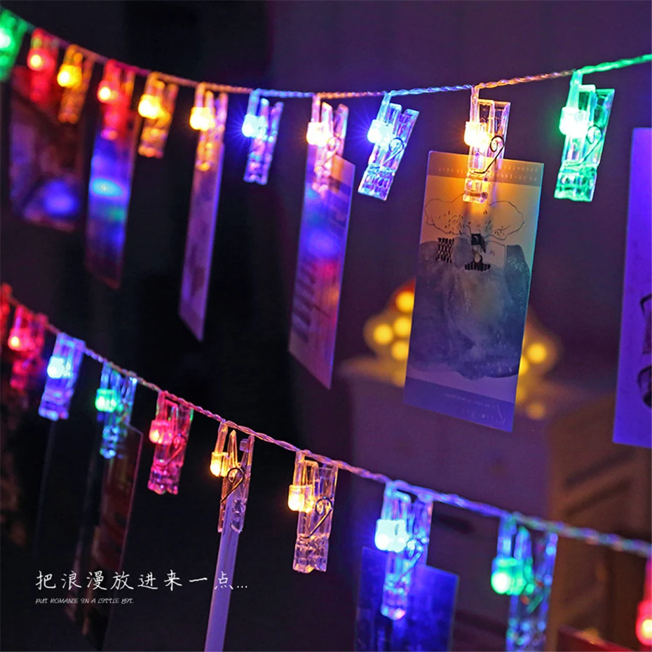 Led Photo Clip String USB แบตเตอรี่ Power Clothespin Photo กรอบ Garland Fairy แสงห้องนอน Decor วาเลนไทน์