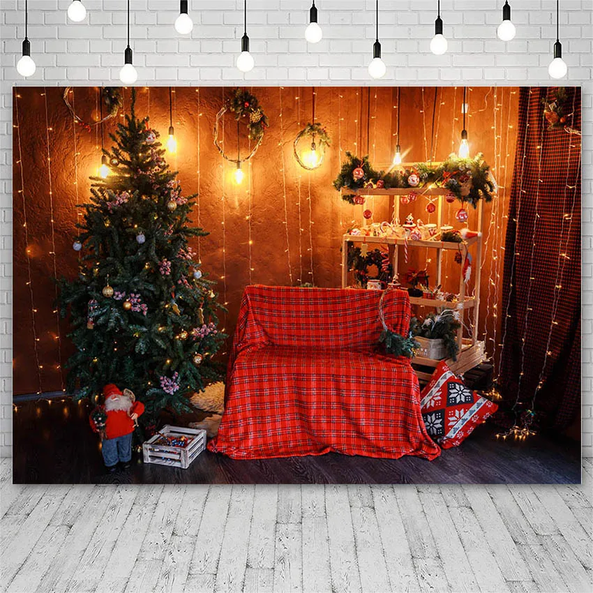 

Avezano Backdrops Winter Merry Christmas Tree Santa Sofa Lights Bell Decor Child Love Photography Backgrounds For Photo Studio