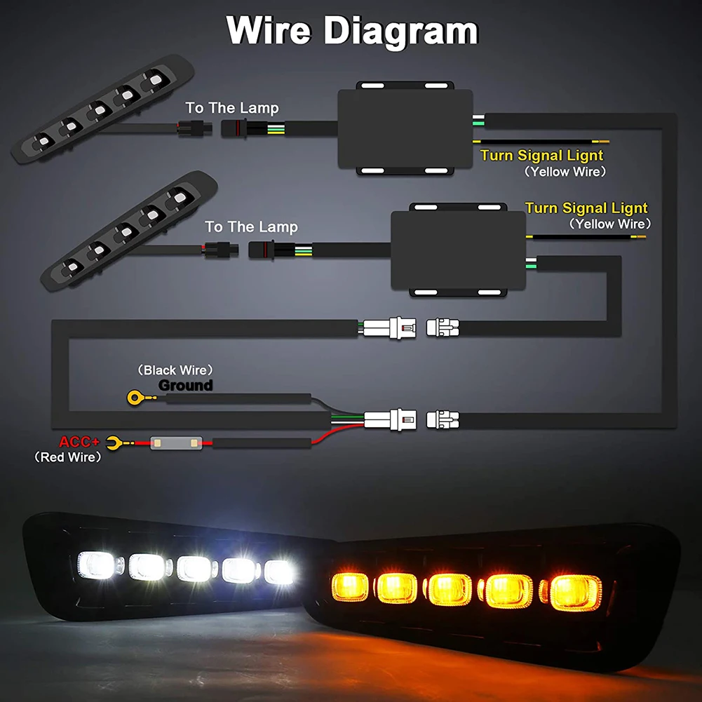 1 Set LED Fog Lamp with Switchback LED Turn Signals Daytime Running Light Compatible for -Ford F150 Raptor 2017-2020 Gen 2