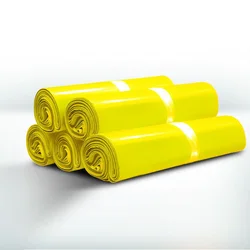 Bolsa de plástico amarillo para embalaje de productos, bolsa de sobre autoadhesiva de poliestireno, fuerte adhesivo, 50 Uds.