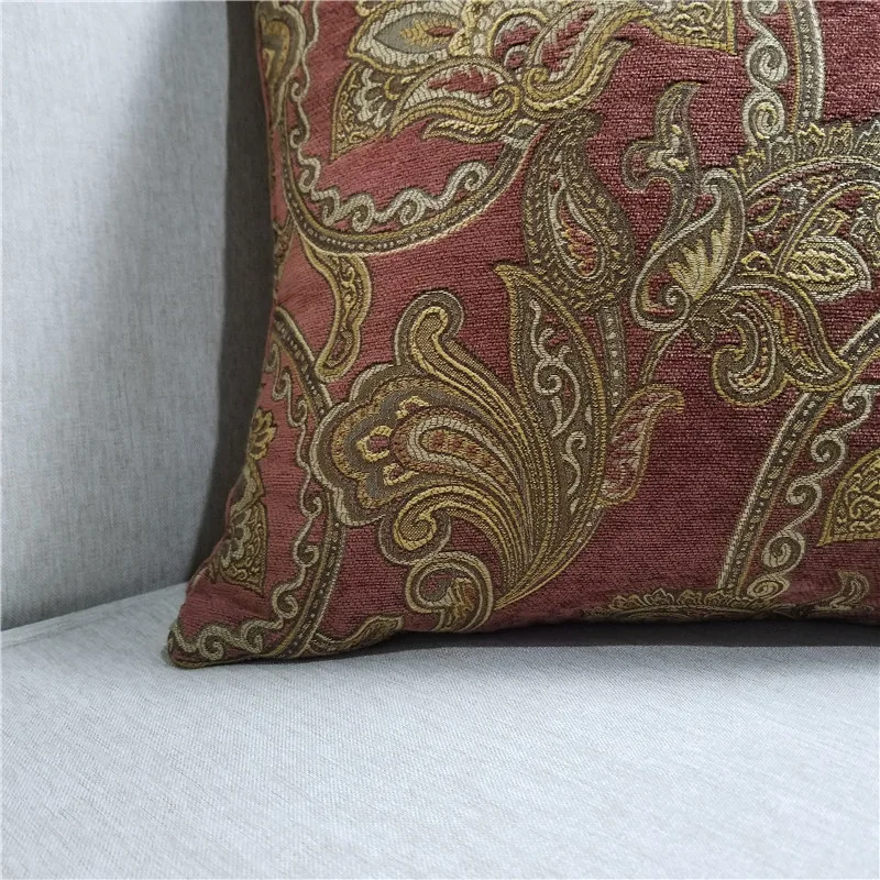 Classic European Paisley Brick Red Blue Chenille Woven Jacquard Decorative Pillow Case Sofa Chair Cushion Cover 45x45cm 1pc/lot