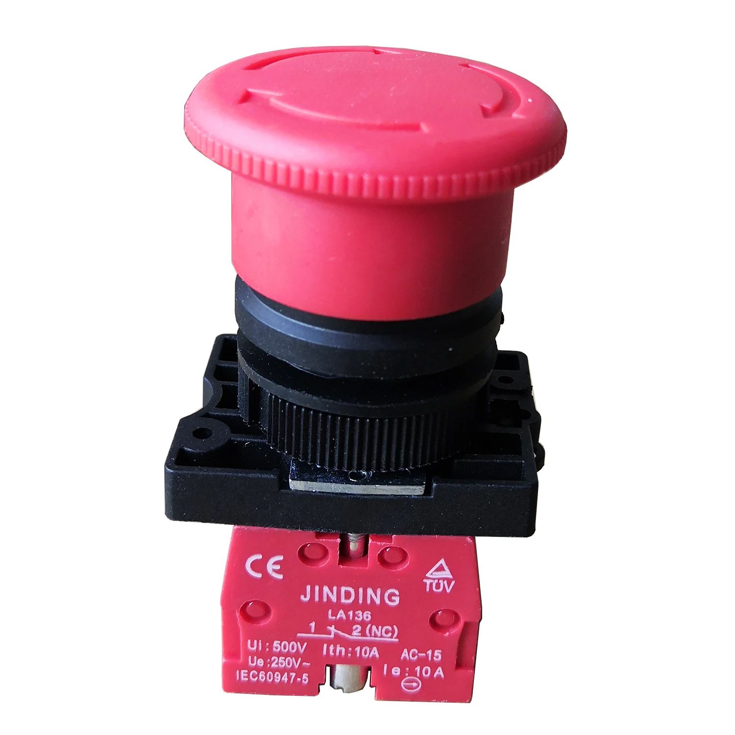 JDNN LA136 500V 10A IP55 NO Emergency Stop Pushbutton Switch Micro-Electric Control Mushroom Rotary Switch for Electric Hoist
