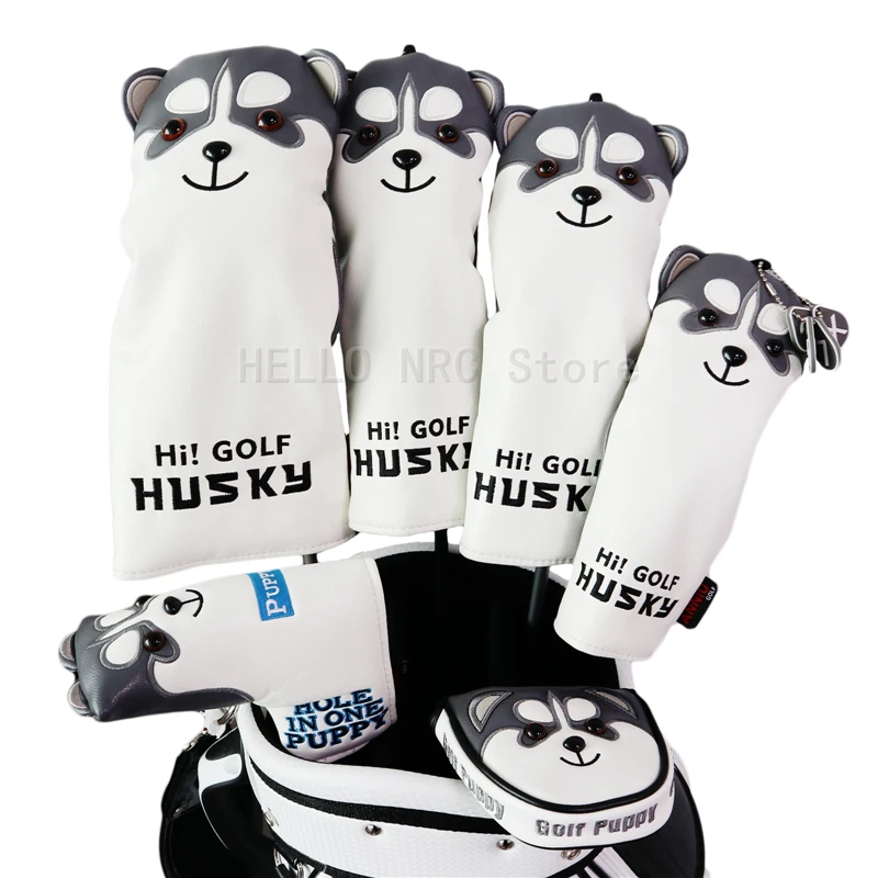 Golf Club Headcover Driver Fairway Wood Head Covers Mallet Putter cover Iron set  Lovely Husky Cartoon