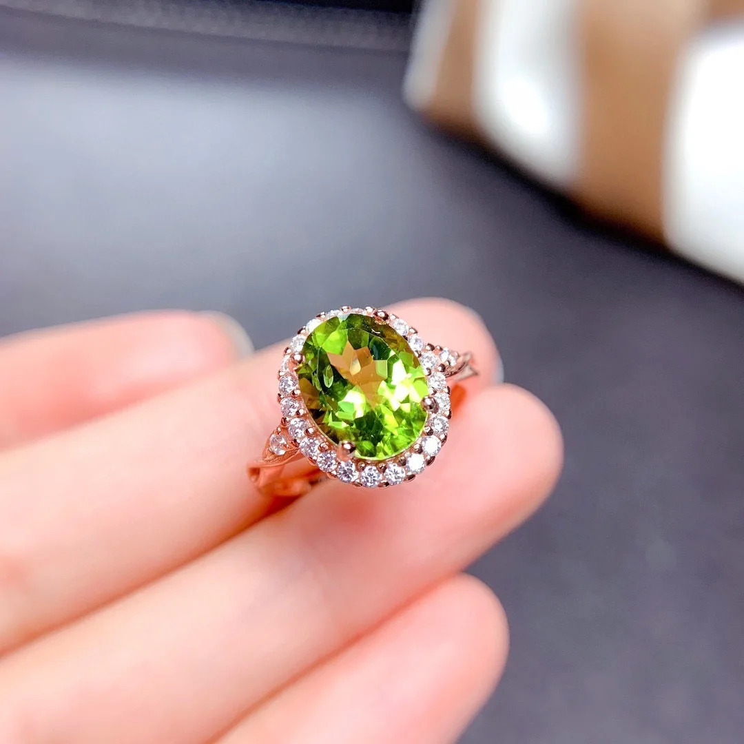 Fashion Vintage Peridot Rose Gold Color Ring Women Wedding Zircon Ring Olive Green Stone Luxury Ring Fine Jewelry Gifts