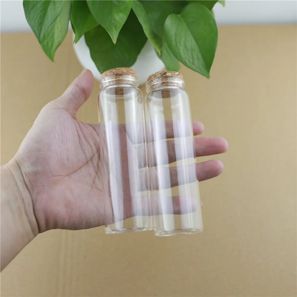 24PCS/lot 37*120mm 100ml Glass Bottles Storage Jar for Spice Corks spicy Bottle Candy Containers Vials With Cork Stopper Wedding