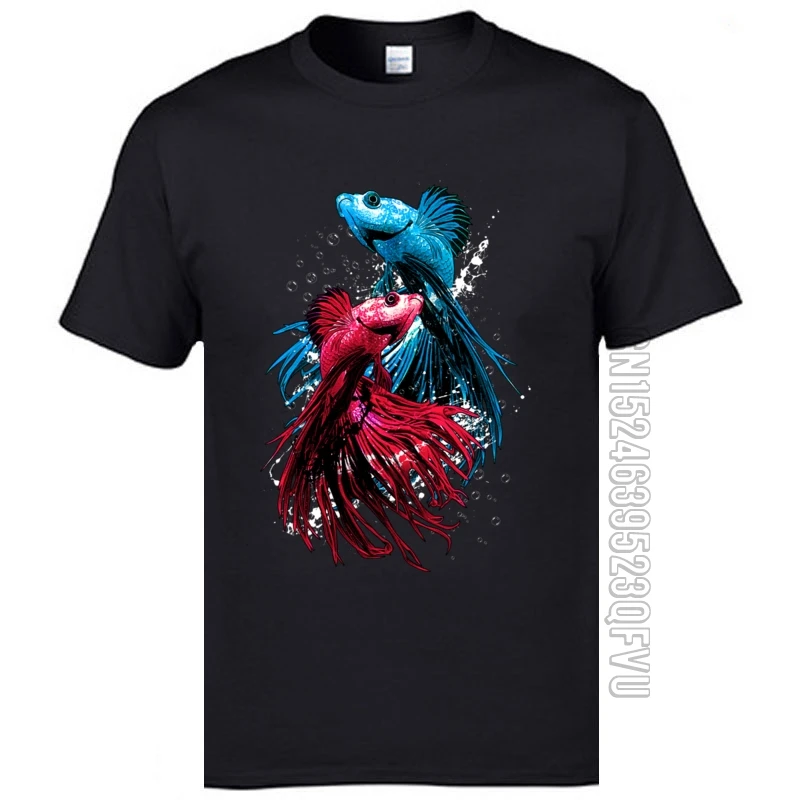 Aquarium Carassius Auratus Gold Fishs Red Blue T Shirts Mens Fashion Casual Tops Tees On Sale Pure Cotton Fashion Tshirts Pink