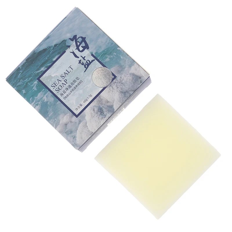 1pc Goat Milk Sea Salt Soap Whitening Acne Treatment Mite Removal Cleaning Nourishing Oil-Control Soap Face Soap Skin Care