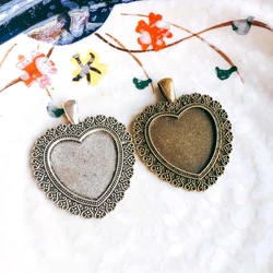 5pcs/lot 25mm Necklace Pendant Setting Antique Bronze Silver Color Cabochon Blank Base Supplies for Jewelry Finding T331