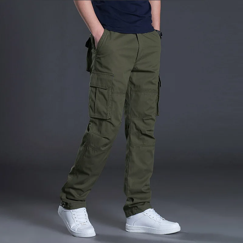Spring Autumn Men\'s Cargo Pants Mens Casual Multi Pockets Military Large Size Tactical Pants Men Outwear Straight Winter Pants