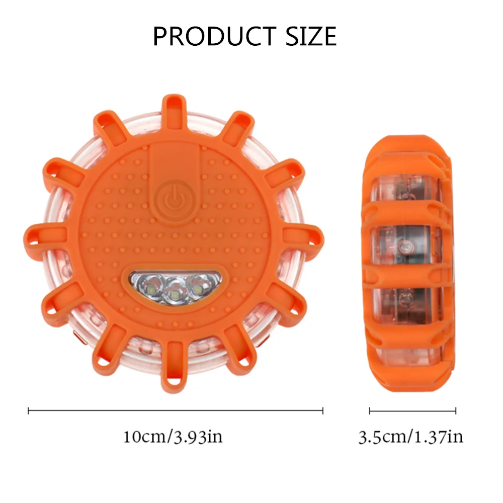 

Emergency Traffic Safety Road Flares Flashing 12 LED 8 Modes Warning Alarming Light Magnetic Base Disc Beacon For Car Truck Boat