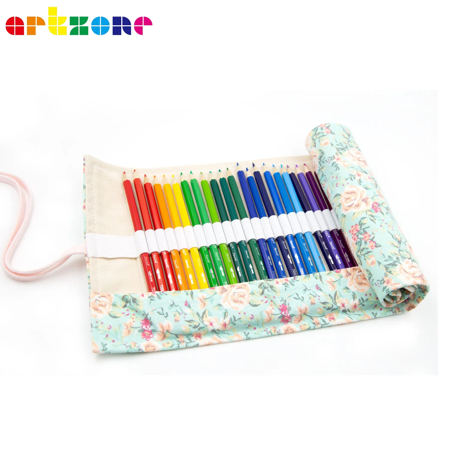 72 Holes Canvas Roll Up Pencil Case Pen Wrap Bag Roll for Pencils Holder Storage Pouch