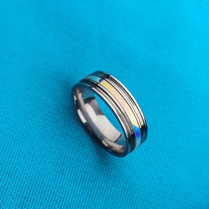 Rings Colorful fluted rings Men's and women's rings Titanium steel rings jewelry for women Accessories Fashion Jewelry