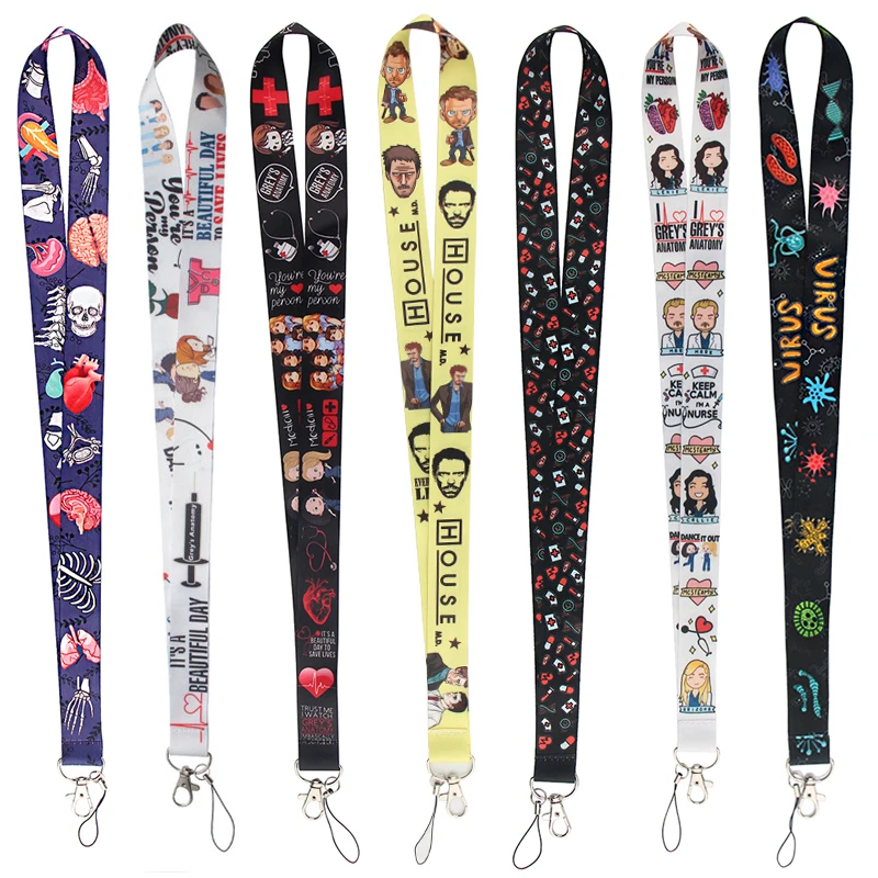 LX83 Grey\'s Anatomy Keychain Neckband Lanyard USB ID Card Badge Holder Mobile Belt Lanyard  Mobile Phone Accessories For Doctor