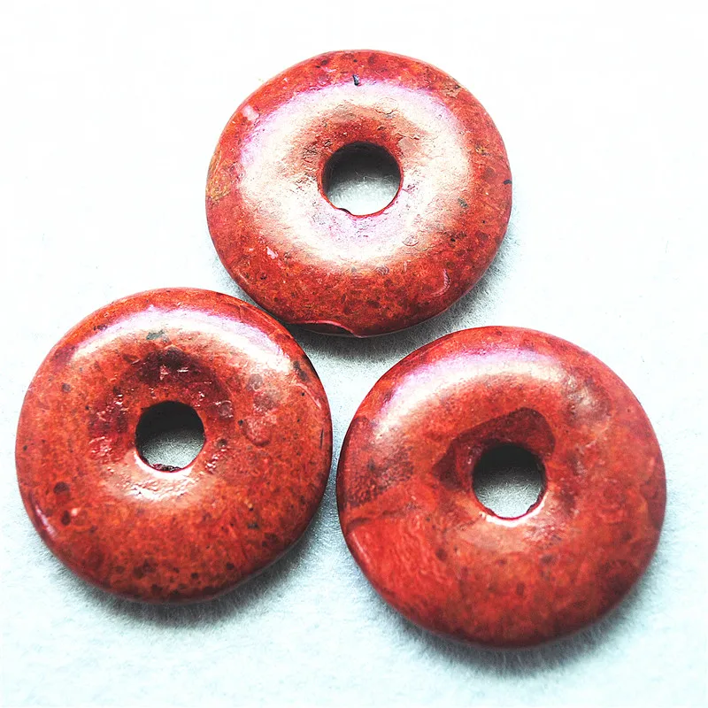 2PCS Nature Red Sponge Coral Donuts Shape Size 28MM 35MM 50MM Lovely Fashion Jewelry Making Findings Wholesale Free Shipping