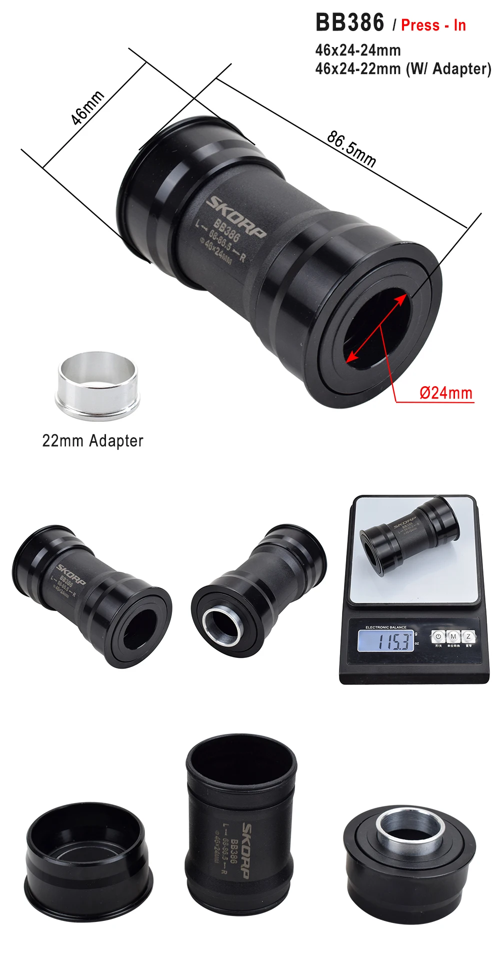 MTB Road Bike Bottom Brackets BB30 BSA30 PF30 BB386 46/42x22 24 30mm Sealed Bearing Mountain Bicycle BB Sets Central Axis