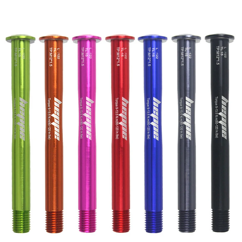 HEPPE MTB Bike Thru Axle Front Hub Shaft Skewers 12x100 12x110 Front Fork Thru Axle Multicolour Quick Release 122mm M12xP1.5