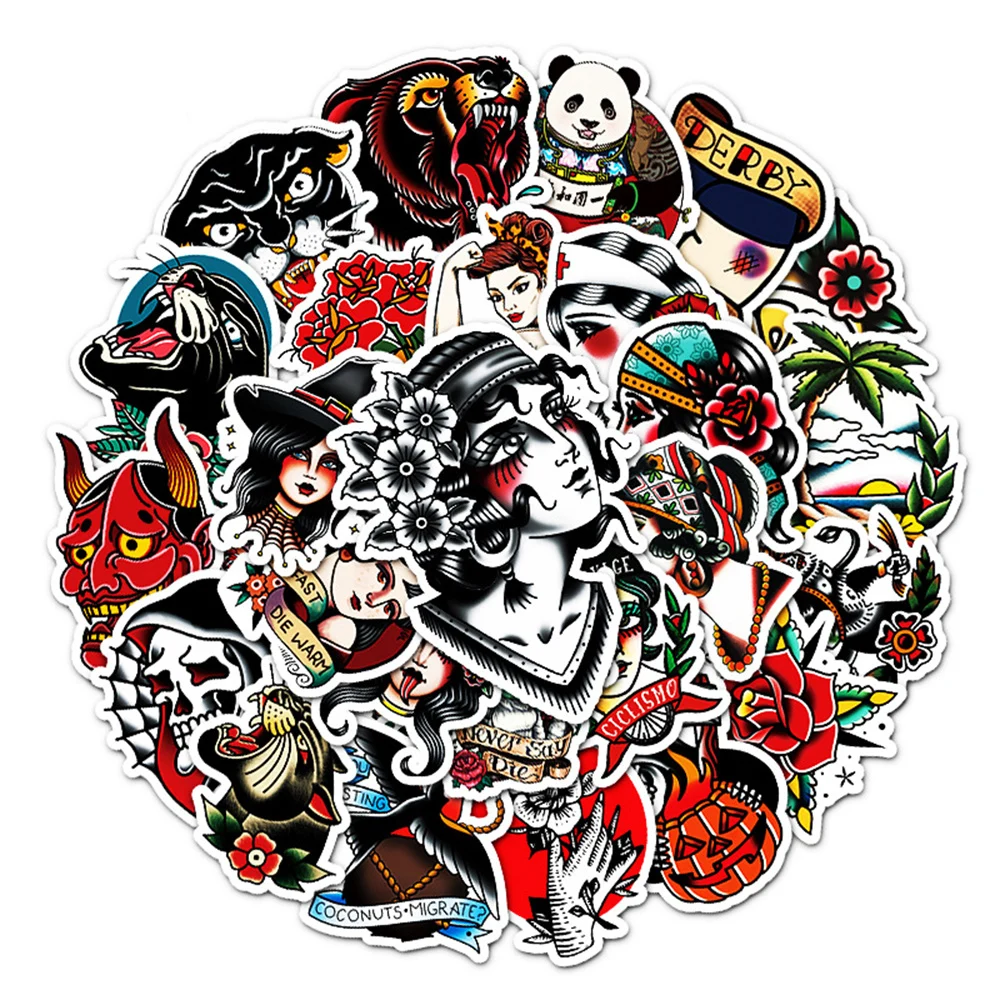 10/30/50PCS Ins Style Personalized Tattoo Pattern Graffiti Stickers Laptop Luggage Scooter Decoration Stickers Wholesale