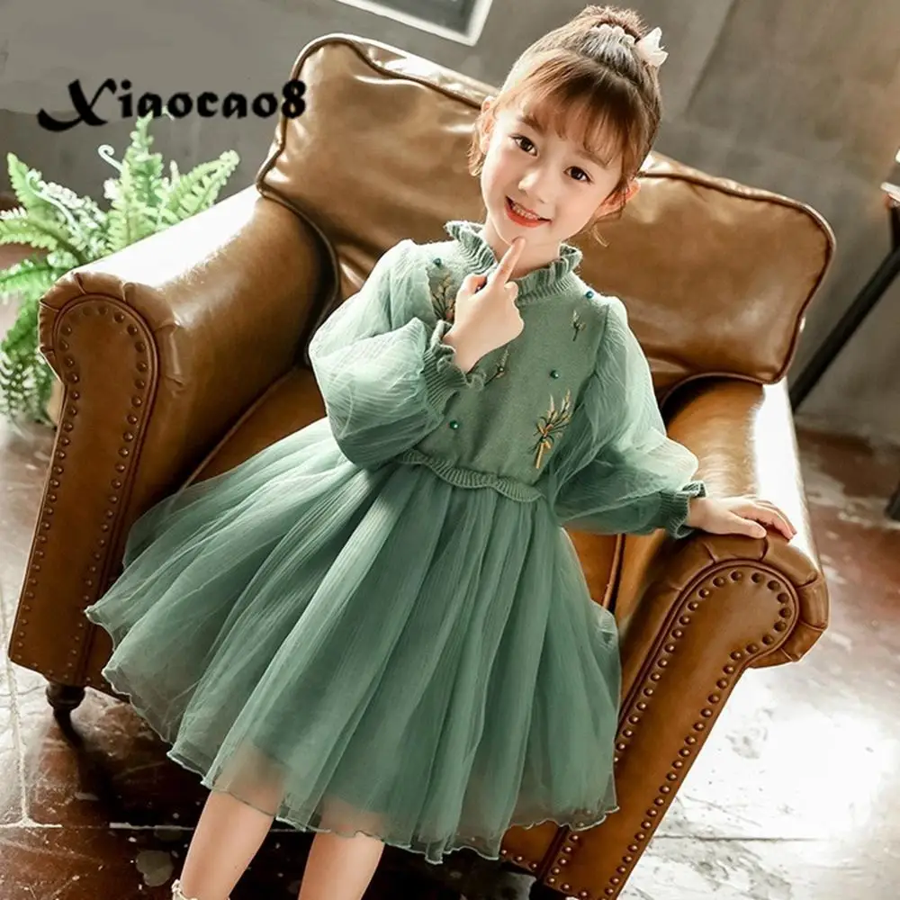 3~13 Y Girl Thicken Velet Dress Children Winter Clothes Girls Party Princess Dress for Girls Fashion Kids Solid Summer Dresses