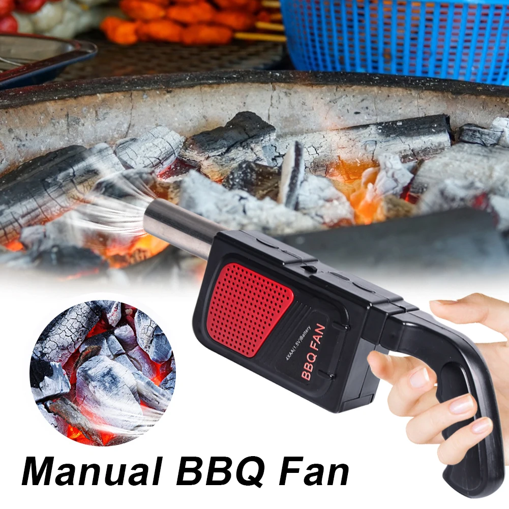 BBQ Handheld Electric Cooking Fan, Durable, Portable, Outdoor Picnic Air Blower, Cooking Stove Tool, Camping Accessories, T