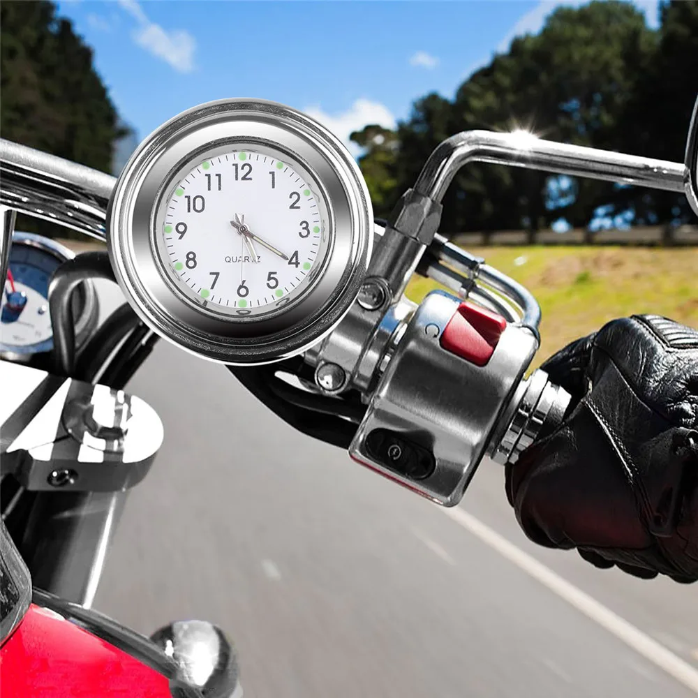 

Fashion Motorcycle Bike Clock Chrome Waterproof MotorHandlebar Mount Quartz Watch Aluminum Luminous Clock MotorAccessori