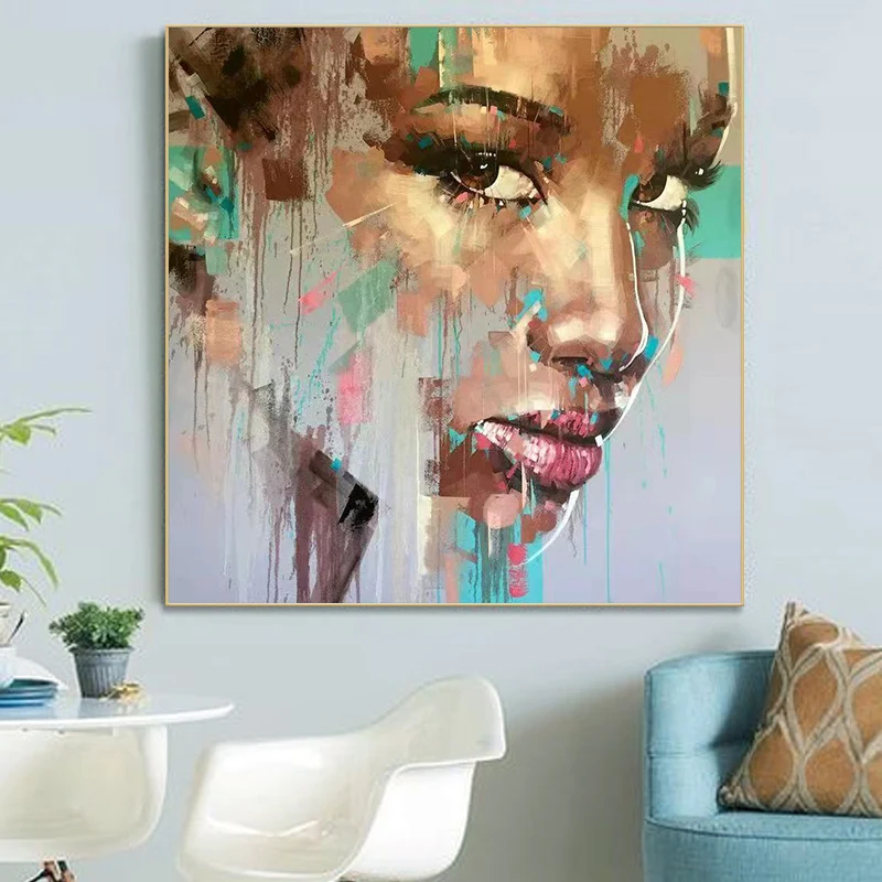 

Hand-painted Oil Painting Retro Woman Large Mural Graffiti Living Room Bedroom Decoration Painting Can be Customized