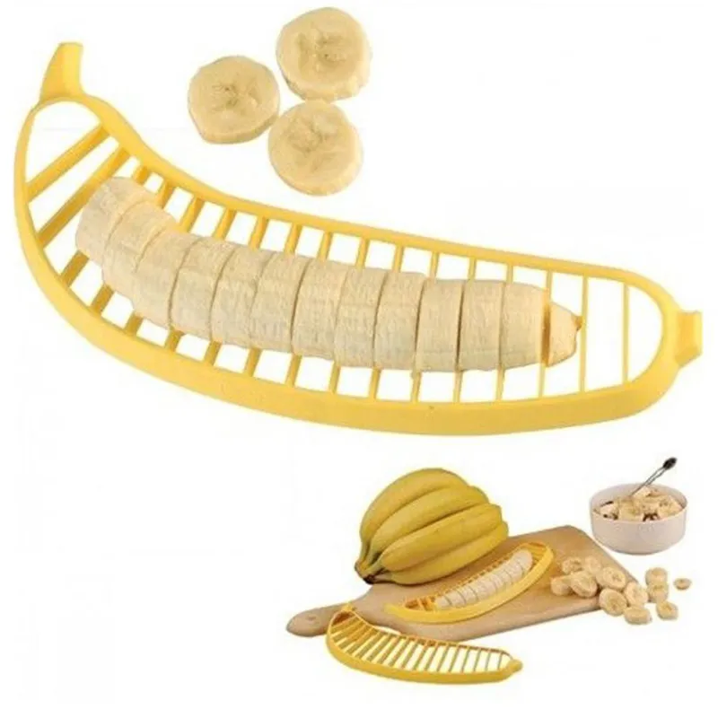 Kitchen Gadgets Plastic Banana Slicer Cutter Fruit Vegetable Tools Salad Maker Cooking Tools kitchen cut Banana chopper