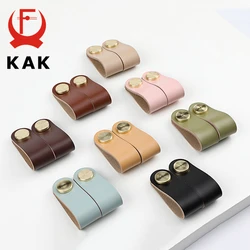 KAK Nordic Furniture Drawer Knobs Leather Wardrobe Cupboard Door Pulls 96mm Kitchen Cabinet Handle Furniture Handle Hardware