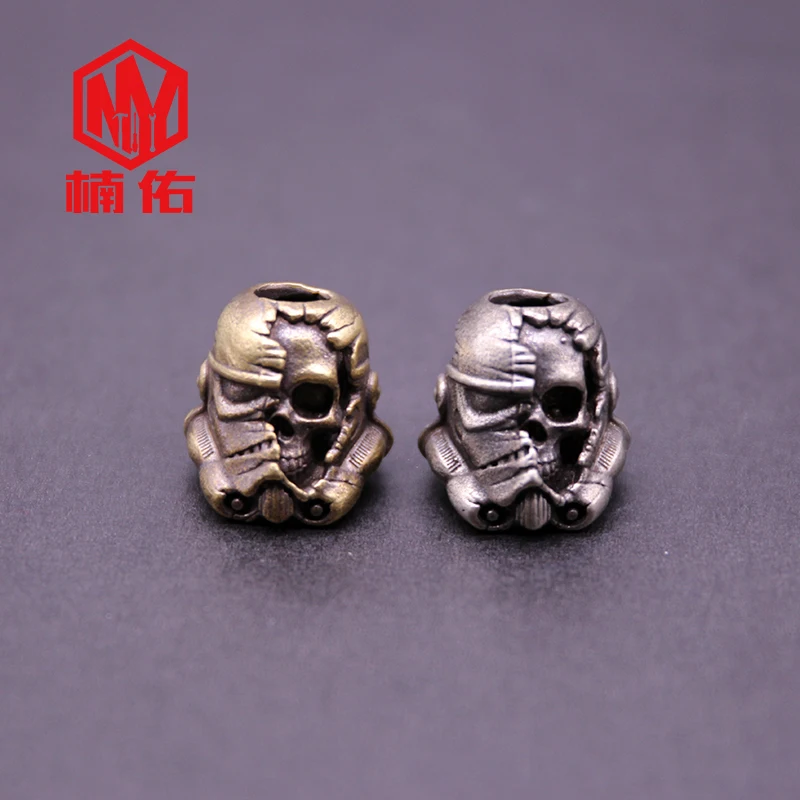 1PC Skeleton Soldiers Retro Brass Copper EDC Paracord Beads Lanyard Pendants Knife Beads Rope Cord Beads Pendants