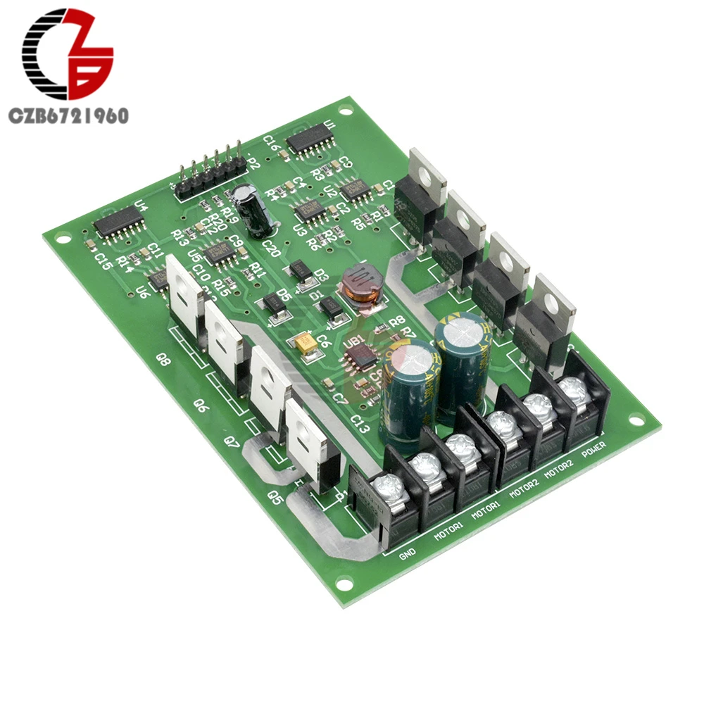 Dual DC Motor Driver Board H-Bridge PWM DC Motor Drive Module MOSFET IRF3205 12V 24V 10A Peak 30A with Brake Function