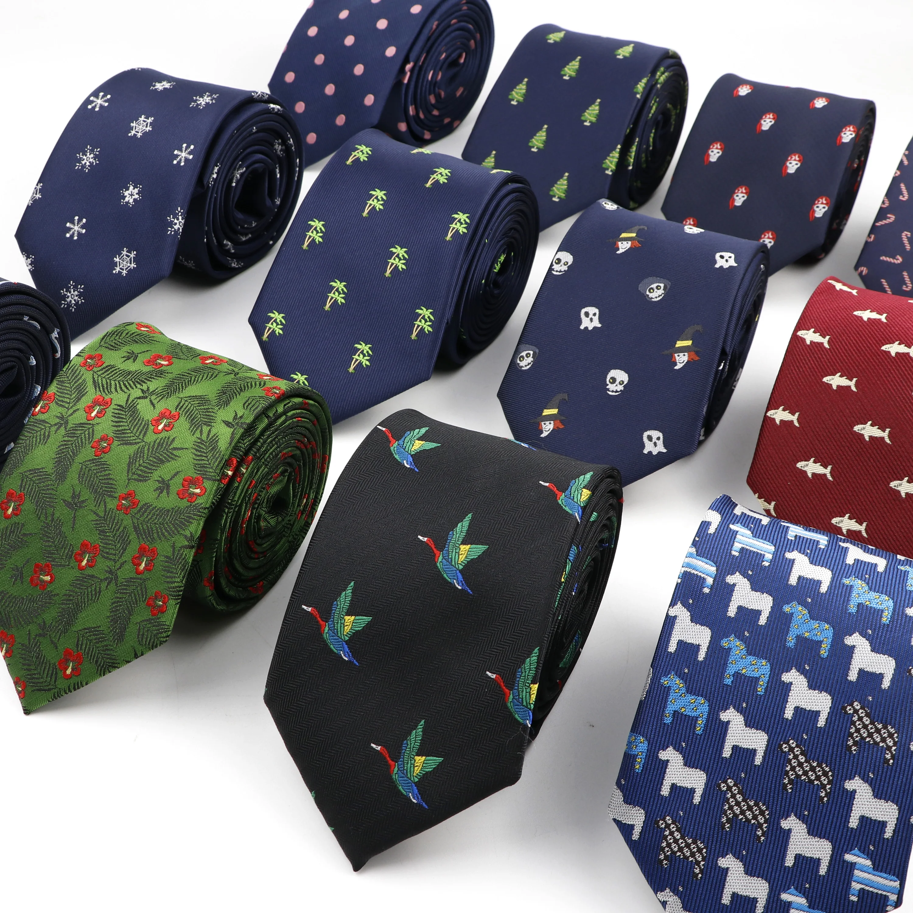 Trendy Design Men's Microfiber Jacquard Necktie Animal Plant Skull Flower Woven Tie Wedding Party Father's Day Birthday Gift