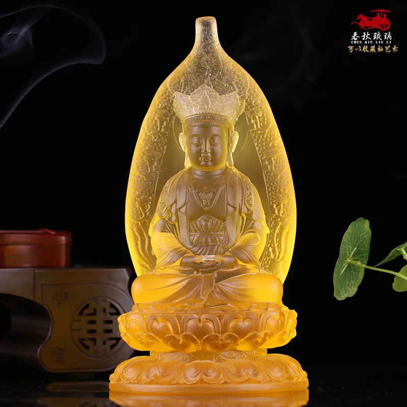 23CM Colored Glaze Vairocana Buddha Avalokitesvara Buddhisattva Home decoration enshrinement Crafts