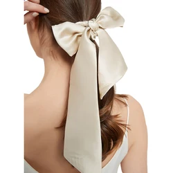 100% Pure Silk Ribbon & Skinny Scrunchie Set,Hair Scarf with Bow Elastic Ties Bands Hair Ropes Ponytail Holder for Women or Girl