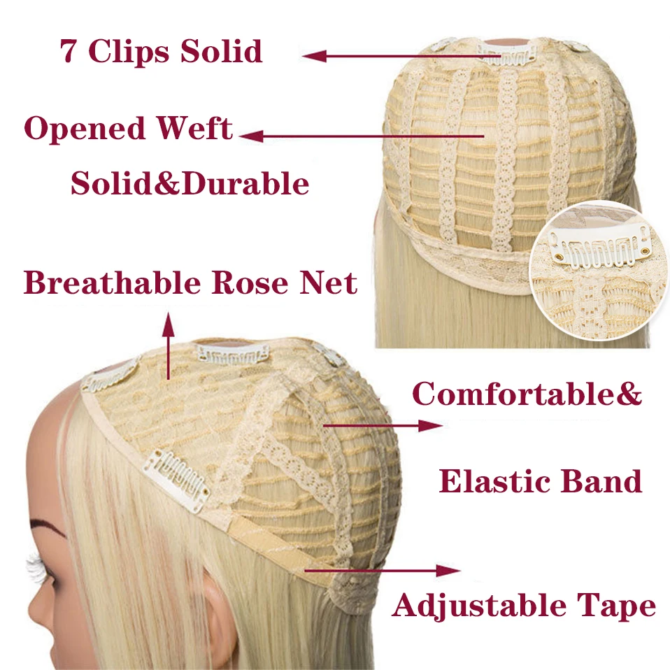 HAIRRO-Extension de Cheveux Synthétiques à réinitialisation, Partie en U, Cheveux Naturels, Lisses, Longs, Blonds, Noirs, Postiche, Degré de Chaleur