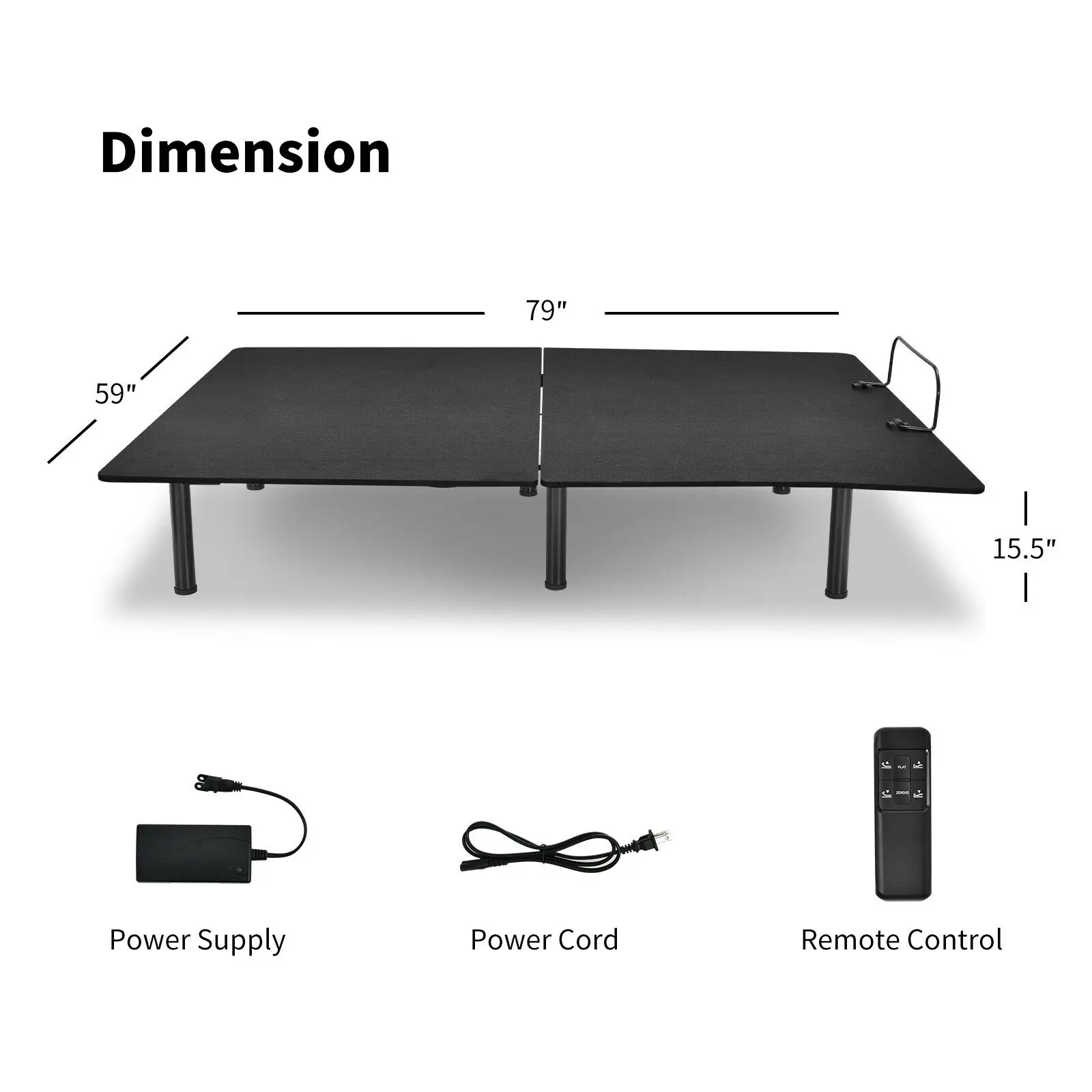 Costway Adjustable Bed Base Head & Foot Remote Control Steel Frame USB Queen