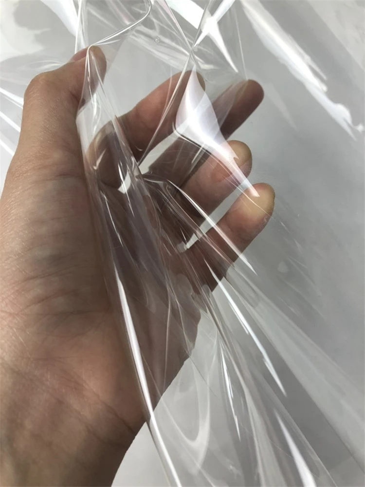 Nhựa PVC Siêu Trong Vải TPU Siêu Góc Nhìn Quần Áo Áo Khoác Gió Chống Thấm Nước Mỏng Pha Lê Bọc Vải Nhựa