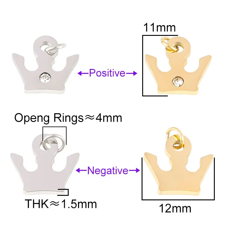 5pcs/lot Stainless Steel Crown Heart Charms for Jewelry Making Necklace Bracelet Charm Design Diy Supplies for jewellery 14x12mm