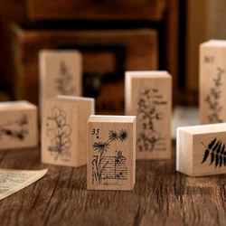 1pcs Creative Fresh Retro Plants Vegetation Set Series Seal Vintage Wooden Rubber Stamps for Scrapbooking Stationery DIY Craft