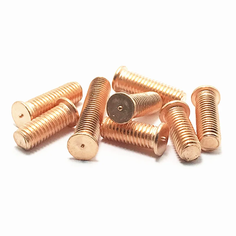 2/50pc M3 M4 M5 M6 M8 M10 Carbon Steel Copper Plated Stud Weld Spot Welding Screw Solder Point Nail Bolt for Capacitor Discharge