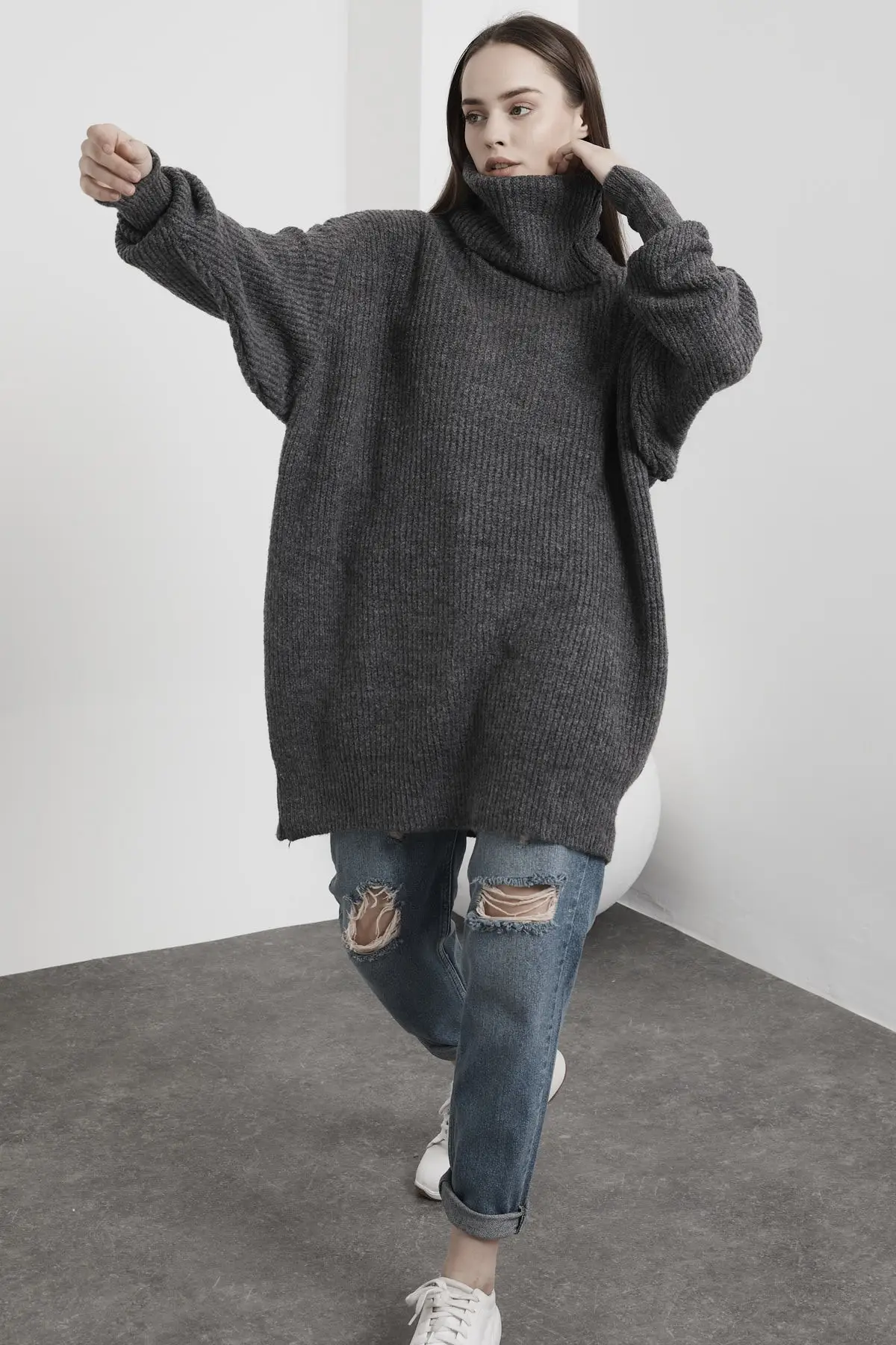 Winter Oversize Turtleneck Sweaters Onesize Casual Wear Keeps Warm Wool And Cotton Blend Sweaters