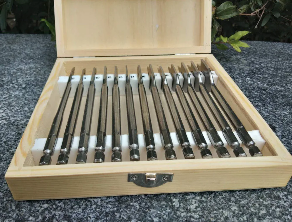 Wysokiej jakości 16/13 sztuk 6-38mm zestaw wierteł Spade stal szybkotnąca zestaw wierteł do drewna zestaw wierteł do obróbki drewna