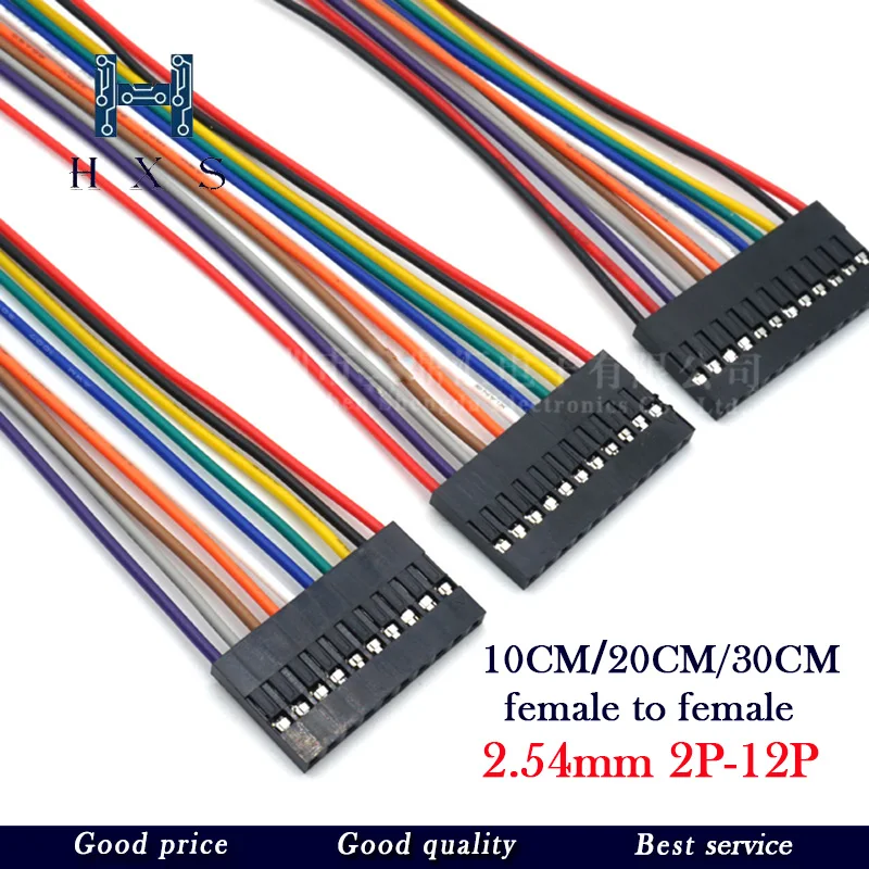 5PCS 2.54MM 2.54 Wire Dupont Line female to female 1P2 3 4 5 6 7 8 9 10 12 Pin Dupont cable connector JUMPER CABLE WIRE FOR PCB