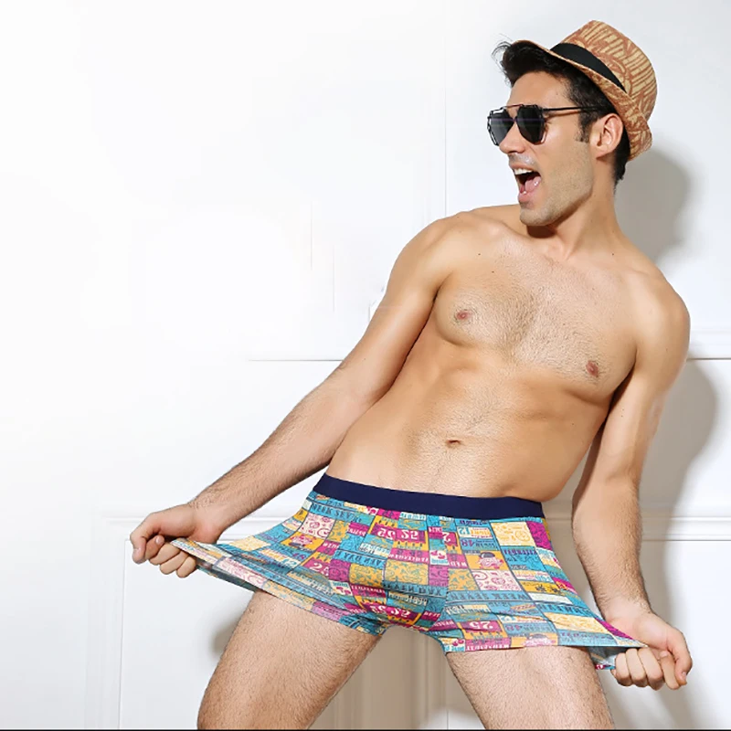 New 1pcs/lot Mens Underwear Boxers Cotton Fashion Printed Men Cartoon print Boxer Shorts Male Panties Pouch Vetement Homme Hot