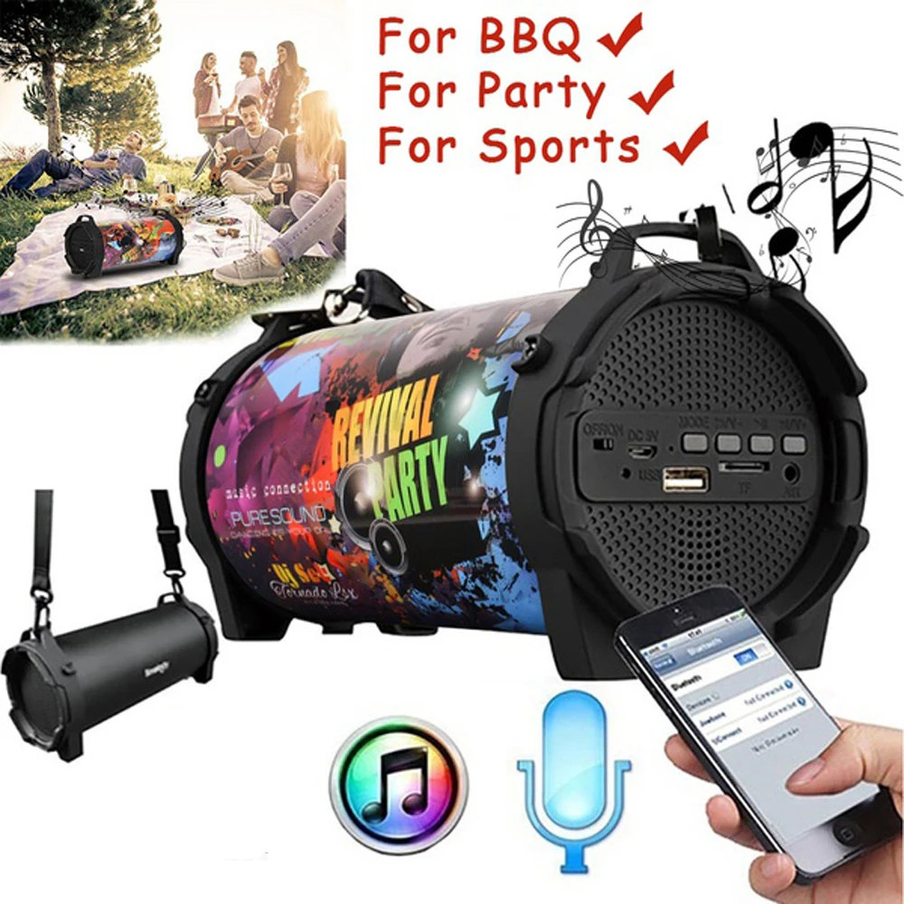 New Outdoor Portable Subwoofer Column Bluetooth-compatible Speaker Wireless Powerful Sports Speakers FM Mp3 player Scalable