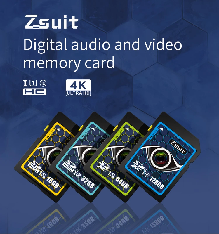Zsuit High-speed Memory Cards SD Cards 64GB 256GB Class10 U3 SD Chip Card 128GB Universal Camera UAV/TV Series 4k HD Big Cards