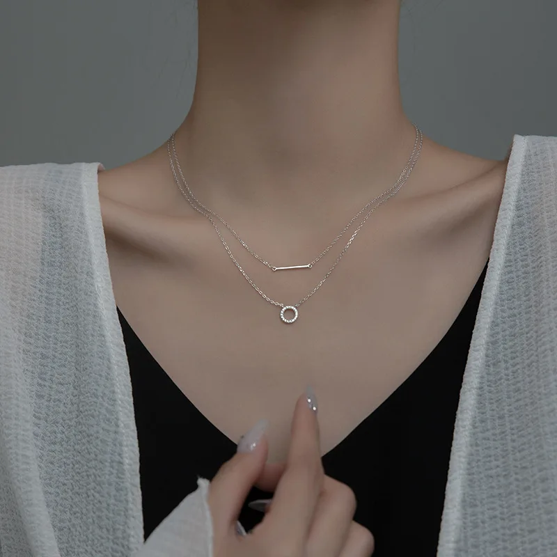 La Monada Women\'s Necklace 925 Silver Chains Woman On Neck Layer Circle Pendant Fine Jewelry For Women Necklace Silver Girls