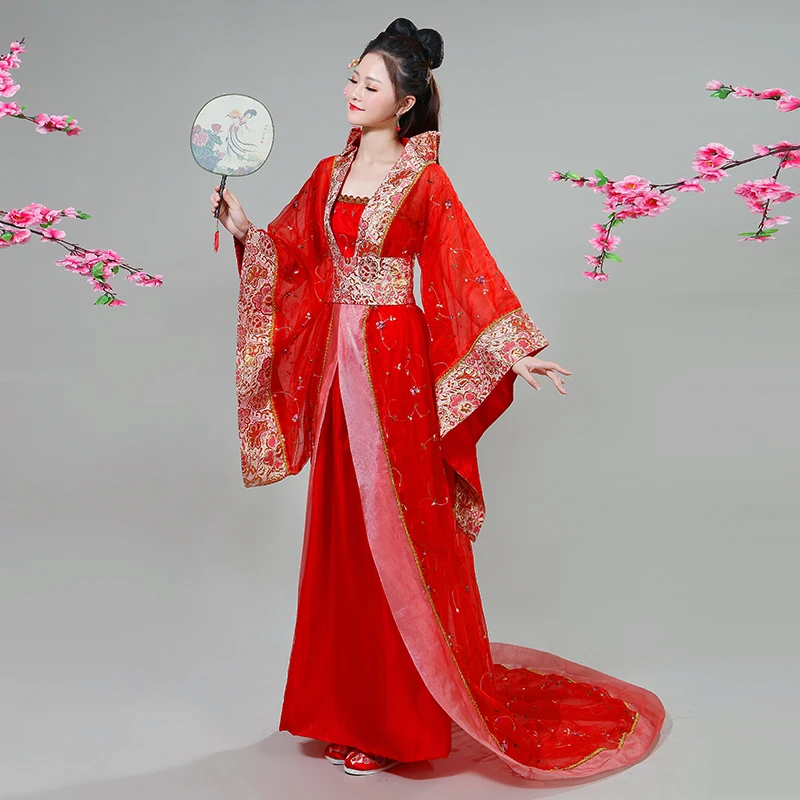 Chinese Women Ancient Costume Fairy Lady Cosplay Dress Trailing Tang Dynasty perform Princess Clothes Dance Costumes