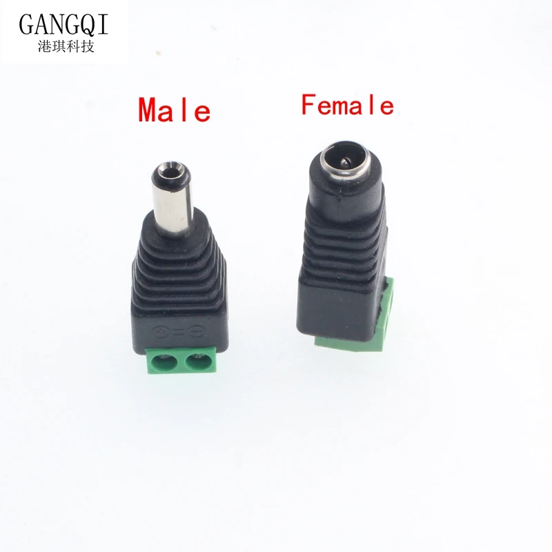 5.5mm x 2.1mm Female Male DC Power Plug Adapter for 5050 3528 5060 Single Color LED Strip and CCTV Cameras DC Power Plug Adapter