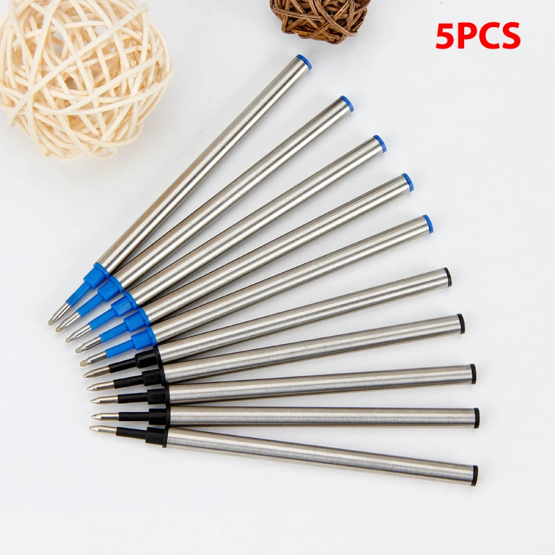 5 قطعة عبوات معدنية الحبر الأزرق الأسود لاستبدال أقلام حبر جاف هلام القلم