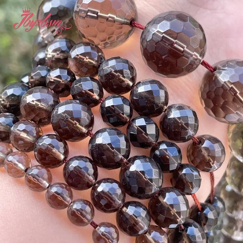 High Quality Natural Smokys Quartz Faceted Round 6/8/10mm Loose Stone Beads For Necklace Bracelats Jewelry Making Strand 15\