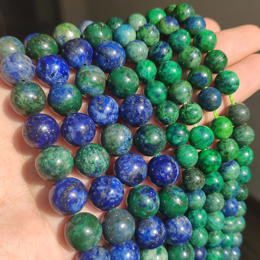 AAA Natural Stone Azurite Lapis Lazuli Malachite Round Loose Beads for DIY Bracelet Necklace Jewelry Making 15\